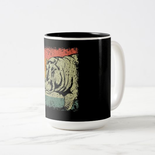 Echt  Hippopotamus Hippo | Hippo Lover Tweekleurige Koffiemok (Voorkant rechts)