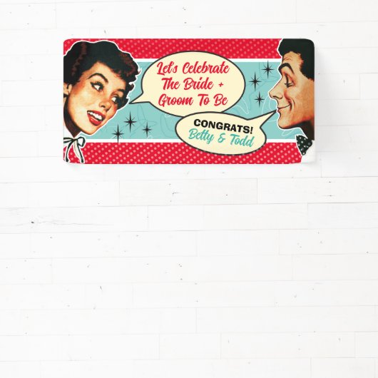 Echt Retro Koppels Bruiloft Douche Banner 2 (Insitu)