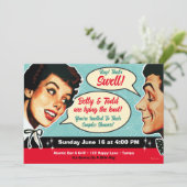 Echt retro koppels douche uitnodiging (Staand voorkant)