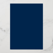 Echt Roos Gold Folie Classy Luxe Blauw Huwelijk Folie Uitnodiging (Achterkant)
