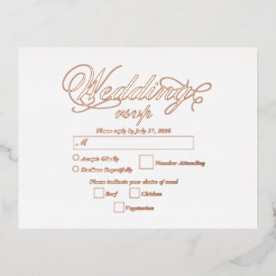 Echt Roos Gold Folie Elegant Luxe Trouwen RSVP Uitnodiging Briefkaart