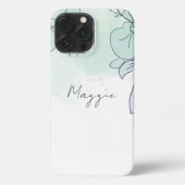 Echt schattig en minimaal meisjesblauw monogram iPhone hoesje (Achterkant)