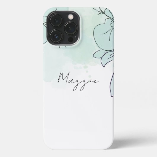 Echt schattig en minimaal meisjesblauw monogram iPhone hoesje (Achterkant)