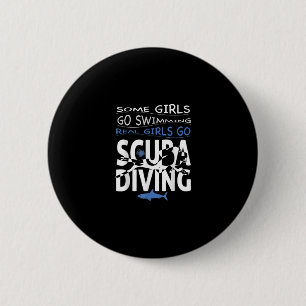 Echt scuba-duikend meisje: sommigen zwemmen grappi ronde button 5,7 cm