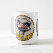 Echt struisvogel koffiemok (Voorkant links)