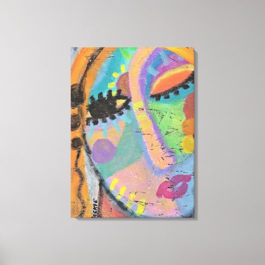Echt waar? Abstract acrylportret van een vrouw Canvas Afdruk (Voorkant)