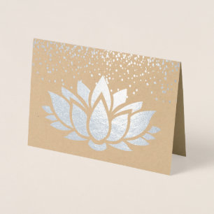 ECHT zilveren folie lotus bloem ontwerp Kaarten