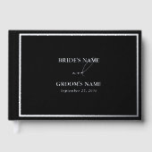 Echt Zilveren Folie Modern Zwart & Zilver Huwelijk Gastenboek (Voorkant)