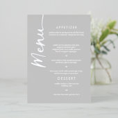 Echt Zilverfolie Modern Script Wedding Menu Kaart (Staand Voorkant)