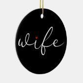 Echtbare definitie zwart-witscript rood hart keramisch ornament (Rechts)