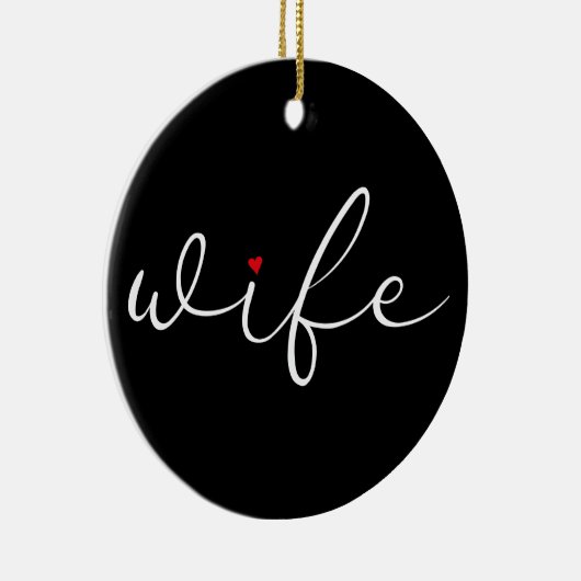 Echtbare definitie zwart-witscript rood hart keramisch ornament (Rechts)