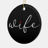 Echtbare definitie zwart-witscript rood hart keramisch ornament (Links)