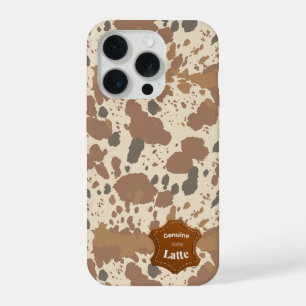 Echte 100% Latte   Koeienhuid Coffee Aesthetic iPhone 15 Pro Hoesje