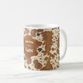 Echte 100% Latte Mok, Koeienhuid Koffie Esthetiek Koffiemok (Voorkant rechts)