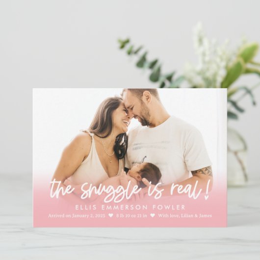 Echte aankondiging van geboorte van Baby in 'Singl (Staand voorkant)