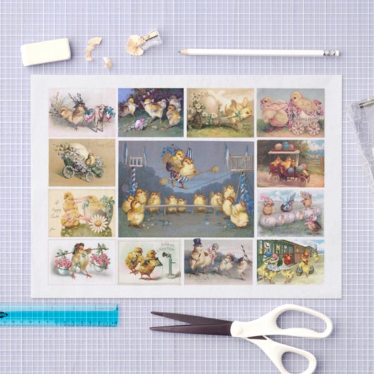 Echte (AI) paaskuikens Ephemera Tissuepapier (Craft)