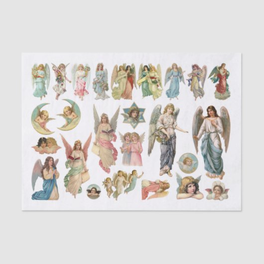 Echte (AI) Vintage Christmas Angels Tissuepapier (Voorkant)