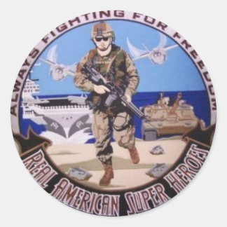 echte amerikaanse held ronde sticker