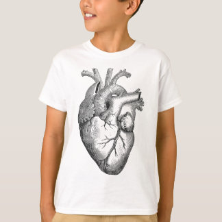 Echte anatomische menselijke harttekening t-shirt