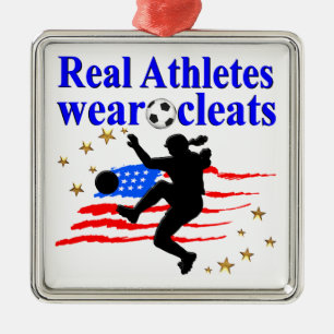 ECHTE ATLETEN DRAAG VOETBALONTWERP METALEN ORNAMENT