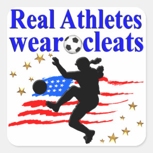 ECHTE ATLETEN DRAAG VOETBALONTWERP VIERKANTE STICKER