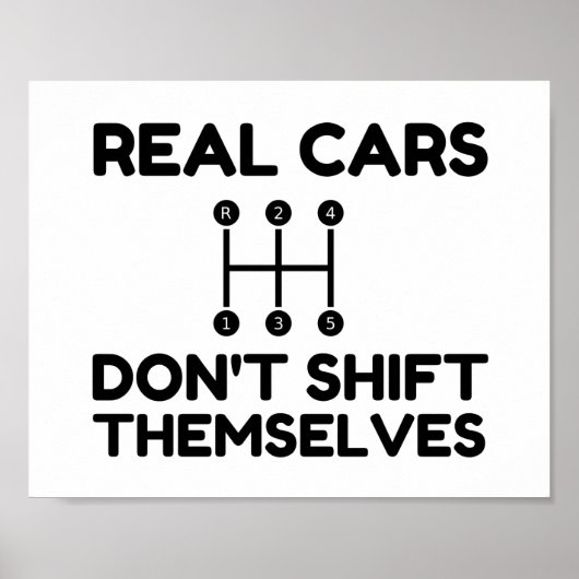 Echte auto's verschuiven zichzelf niet grappig poster (Voorkant)
