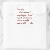 Echte betekenis van vriendschap ronde sticker (Tas)