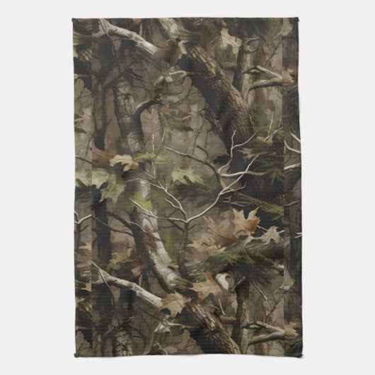 Echte boom camouflage keukenhanddoek (Verticaal)