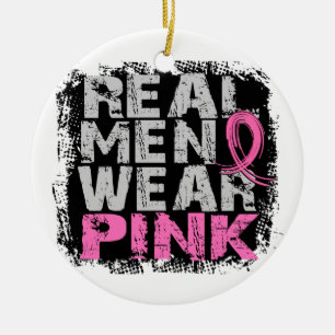 Echte borstkanker Mannen Draag Roze Keramisch Ornament