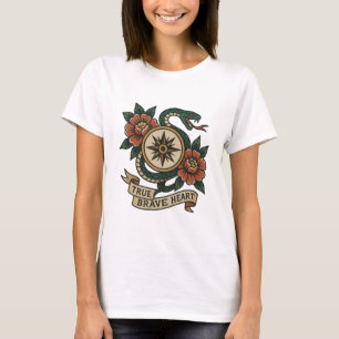 Echte Brave Heart Kompas Roos Panel T-Shirt