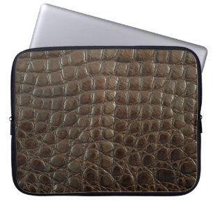 Echte bruine alligatorleder dicht bij show laptop sleeve