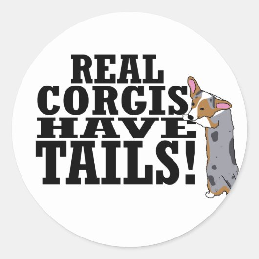 Echte corgis hebben staarten ronde sticker (Voorkant)