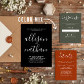 Echte eenvoud 1 zwarte minimalistische bruiloft kaart