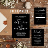 Echte eenvoud 1 zwarte minimalistische bruiloft kaart