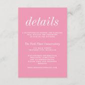 Echte eenvoud 2 Ballet roze minimalistische bruilo Informatiekaartje (Voorkant)