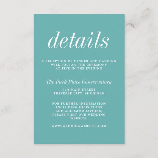 Echte eenvoud 2 Caraïben - Minimale Blauwgroen bru Informatiekaartje (Voorkant)