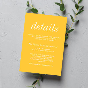 Echte eenvoud 2 Marigold Yellow Minimal Wedding Informatiekaartje