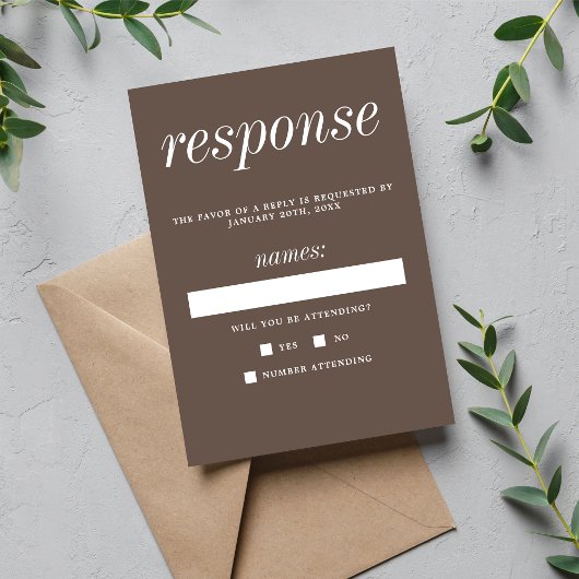 Echte eenvoud 2 - Minimale bruiloft voor paddensto RSVP Kaartje