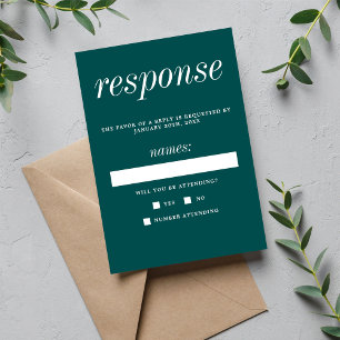 Echte eenvoud 2 Peacock Blauwgroen minimalistisch RSVP Kaartje