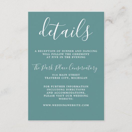 Echte eenvoud Euck Chic Minimalist Wedding Informatiekaartje (Voorkant)