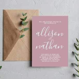 Echte eenvoud - Mauve Minimalist Wedding Kaart