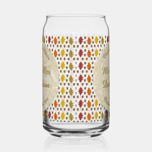 Echte eikenbladeren en Herfst van eikenbomen Blikvorm Glas (Rechts)