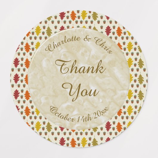 Echte eikenbladeren en Herfst van eikenbomen Labels (Design 2)