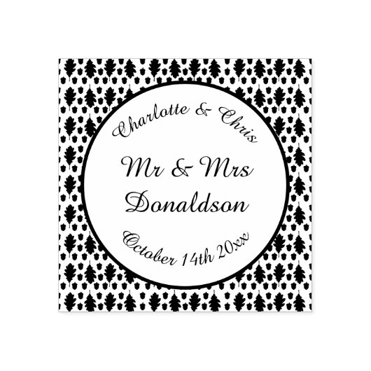 Echte eikenbladeren en Herfst van eikenbomen Rubberstempel (Afrduk)