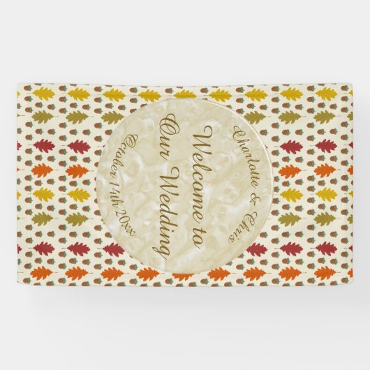 Echte eikenbladeren en Herfst van eikenbomen Spandoek (Horizontaal)