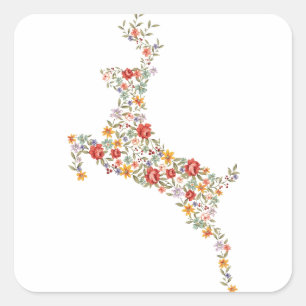 Echte elegante springveer silhouet vierkante sticker