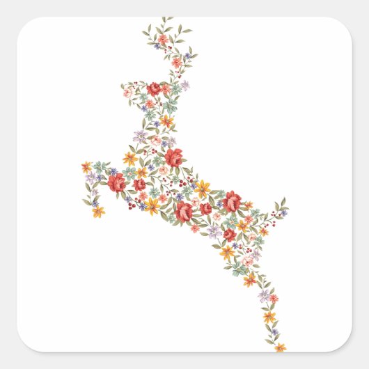 Echte elegante  springveer silhouet vierkante sticker (Voorkant)