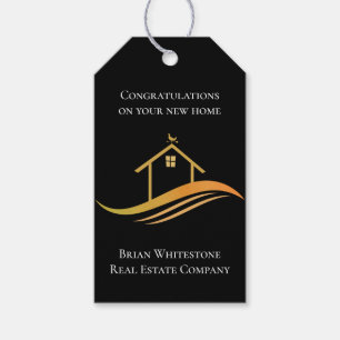 Echte Estate Chic Black Gold House Custom Realtor Cadeaulabel