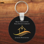 Echte Estate Chic Black Gold House Custom Realtor Sleutelhanger (Voorkant)