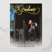 Echte Folie 2 zijdige foto Afstuderen uitnodiging (Voorkant)